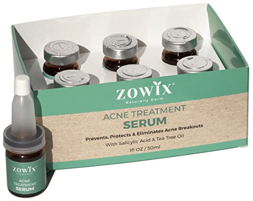 Serum Facial Antiacne Natural y Vegano. Tratamiento Acne con Ácido Salicílico para Pieles Grasas. Eliminar Espinillas, Puntos Negros y Cicatrices Acne. 30ml, Zowix