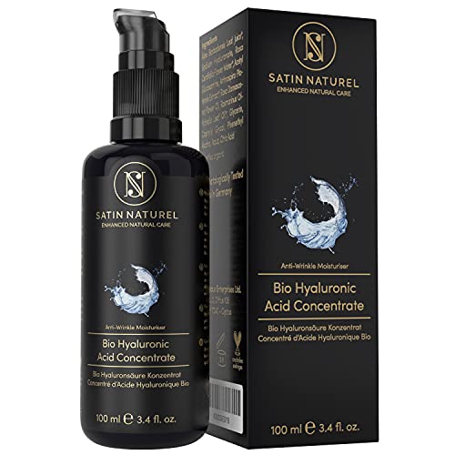 Serum facial de ácido hialurónico puro y vitamina C (100 ml). 100% natural. Efecto antiarrugas instantáneo y duradero para cara, contorno de ojos, cuello y escote.