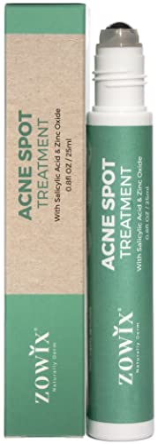 Serum Roll On Tratamiento Antiacne Concentrado Natural y Vegano, Corrector Granos Faciales, Espinillas y Puntos Negros, Para Acne Juvenil y Adultos, Aplicación Rápida y Focalizada, 25ml Zowix