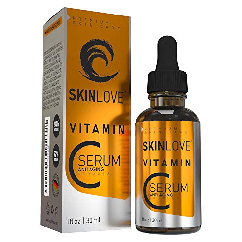 SKINLOVE - 30% de vitamina C con hialurónico, vitamina E, aceite de joja, alta dosis, antienvejecimiento, sérum antiarrugas, ingredientes naturales, sin parabenos, vegano, fabricado en Alemania