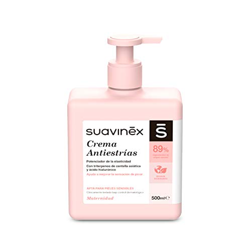 SUAVINEX Crema Embarazo Antiestrías Para Embarazadas, Previene Estrías y Potencia Elasticidad, Apta Para Pieles Sensibles con Olor, Blanco, 500 Mililitros