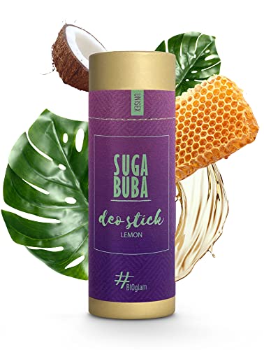 Suga Buba Bio Desodorante en Barra Para Hombres, Mujeres y Niños, Protección Natural Contra el Sudor de Larga Duración, Sin Aluminio, Antitranspirante, Protección Contra el Olor del Sudor, limón 60ml