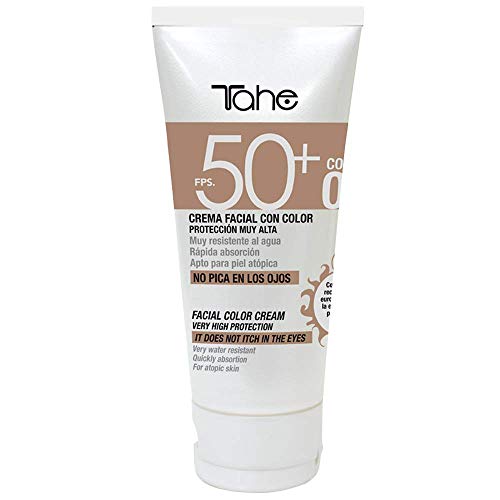 Tahe Protector Solar Facial con Color Sun Protect SPF 50+ UVA-UVB para Pieles Sensibles Color Natural 02 Resistente al Agua 50 ml