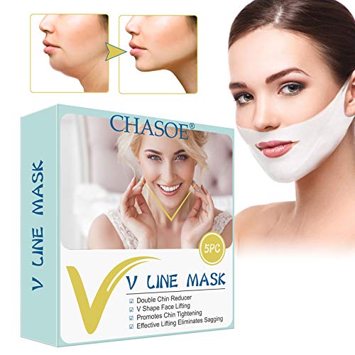 V line Lifting Mask, V-Shaped Slimming Mask, Ácido Hialurónico Cara, Sin Dolor Para Elimina la Flacidez Lifting de Piel Reafirmante Antienvejecimiento, Antiedad y Antiarrugas para la cara/Contorno