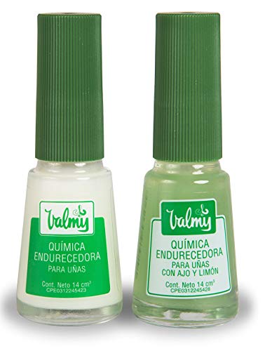 Valmy Química Endurecedor de Uña + Química con Ajo y Limón  Tratamiento de Esmalte Fortalecedor y Blanqueador - 2 Unidades de 14 ml