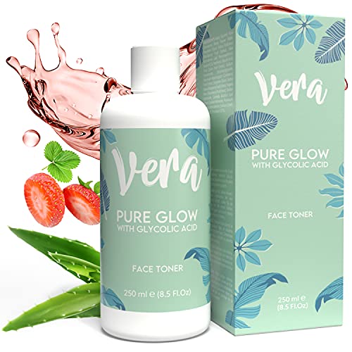 VERA Tónico Exfoliante Facial Natural con Acido Glicolico Puro (AHA) - Peeling Facial Exfoliante, Extra Hidratante - Acido Glicolico Peeling Quimico Facial Profesional - Exfoliante Facial Mujer, 250ml