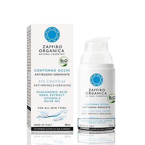 Zaffiro Organica Contorno de Ojos BIO  Crema Antiarrugas con Ácido Hialurónico y Colágeno  Para Arrugas Bolsas Ojeras Patas de Gallos e Hinchazón | Anti-edad y efecto Lifting ? hombre & mujer 30ml